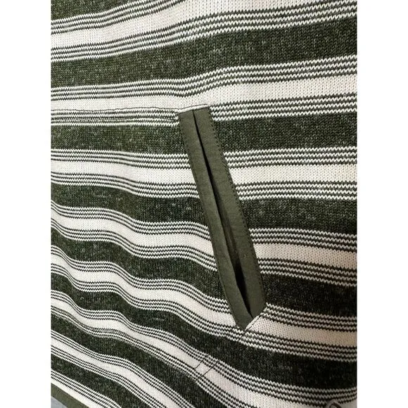 Eddie Bauer Women's Striped Fleece Pullover Hoodie Sweatshirt‎ Cream Green XS - Image 5