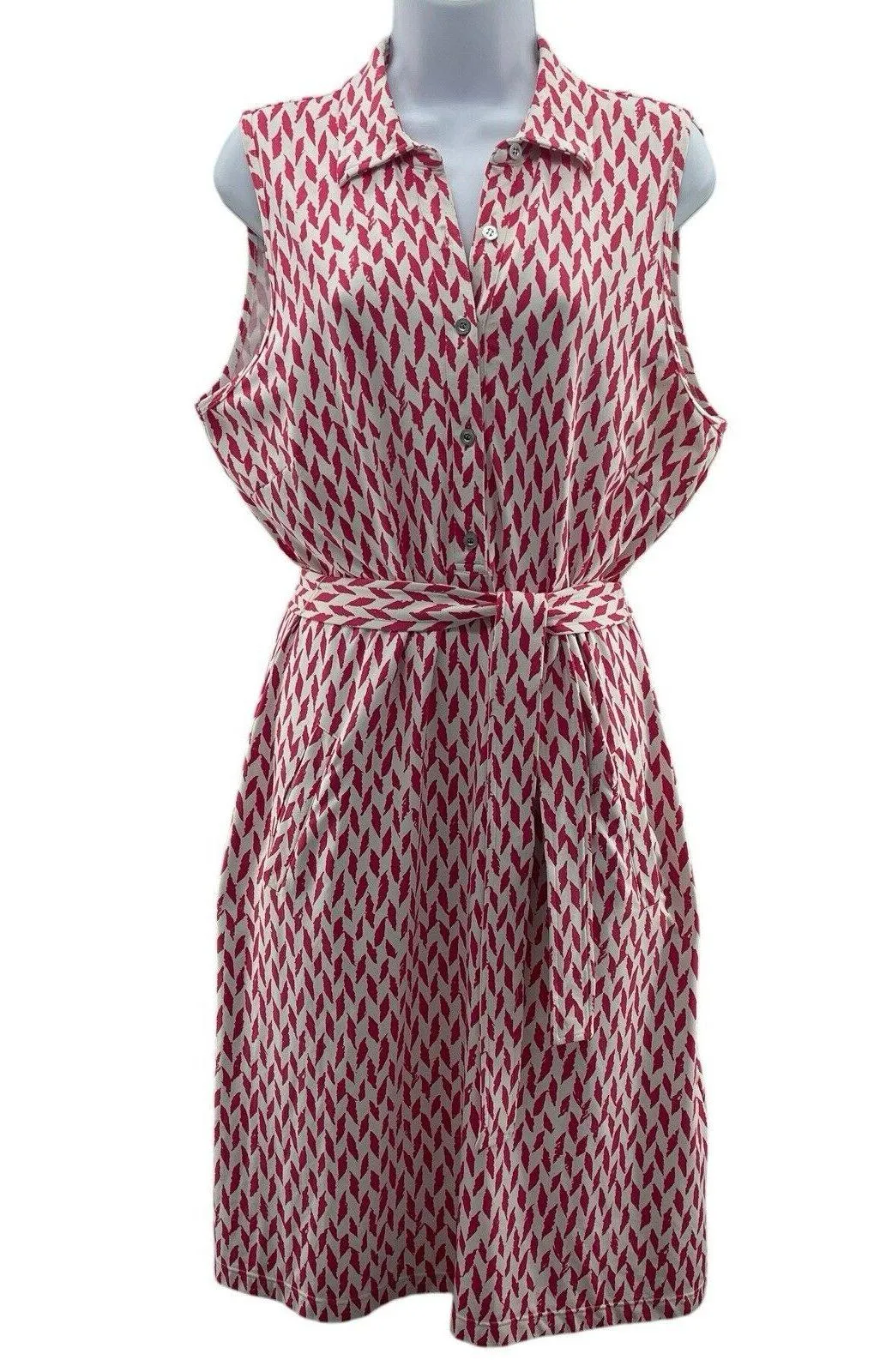 J. McLaughlin M Dolly Catalina Cloth Dress Sleeveless Carnaby Geo Pink Stretch - Image 2