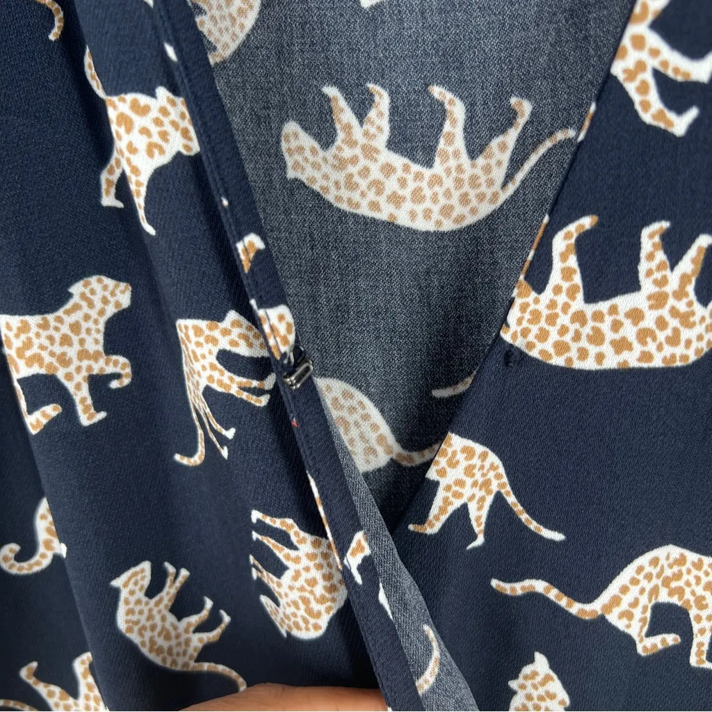 J. Crew Factory Cheetah Novelty Print V-Neck Short Sleeve Wrap Mini Dress Size 4 - Image 6