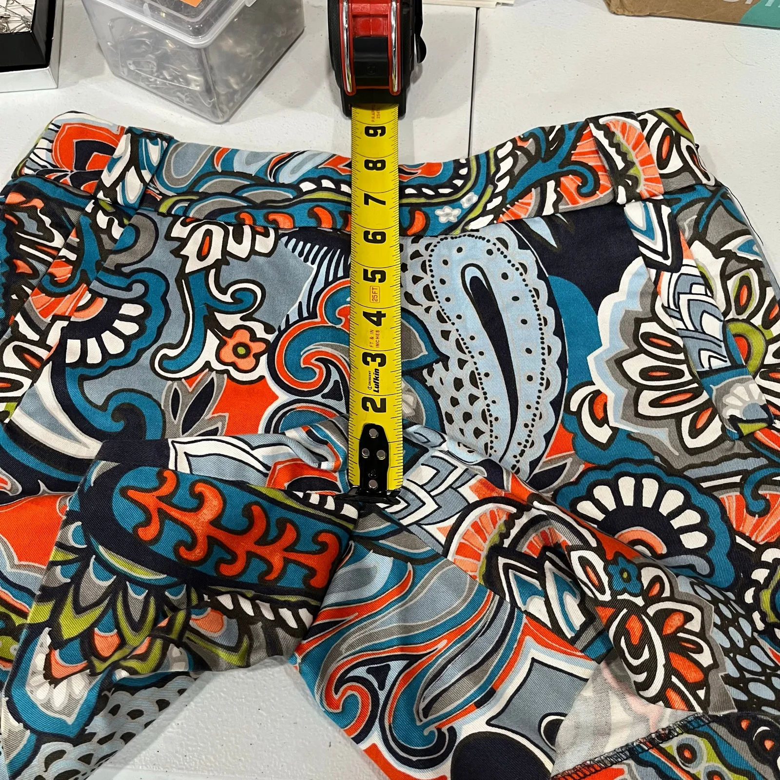 JCrew The Classic Chino Short Gray Orange Paisley Preppy Womens Size 2 Cotton - Image 8