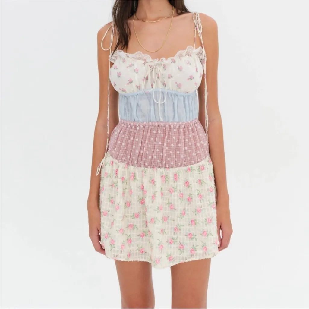 For Love and Lemons Elula Patchwork Mini Dress - Image 3
