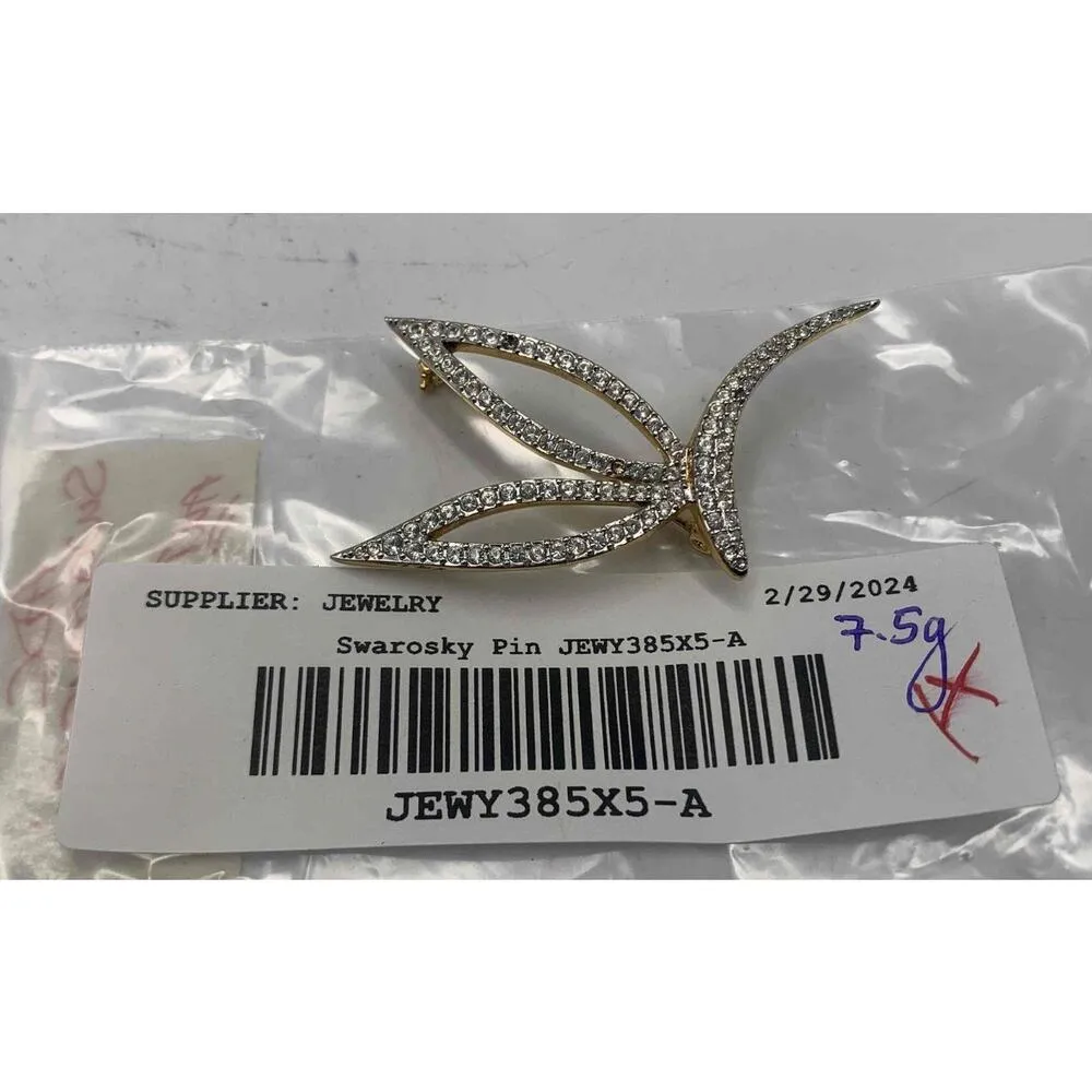 Vintage Swarovski Dragonfly Brooch Gold Tone Rhinestone - Image 6