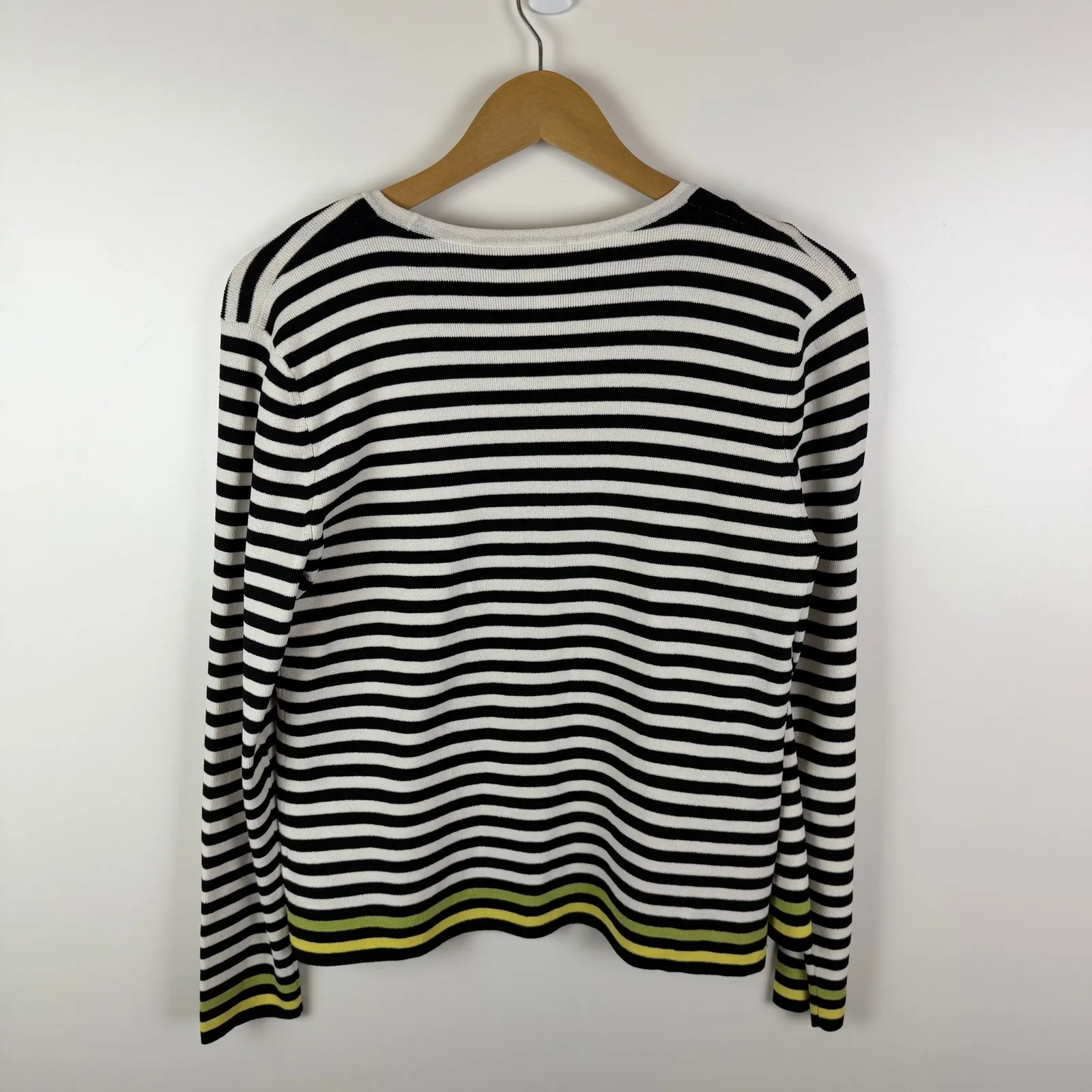 AK Anne Klein Striped Knit Cardigan Sweater Tank Top Set Size L/PL Mod Layering Black Size L - Image 7