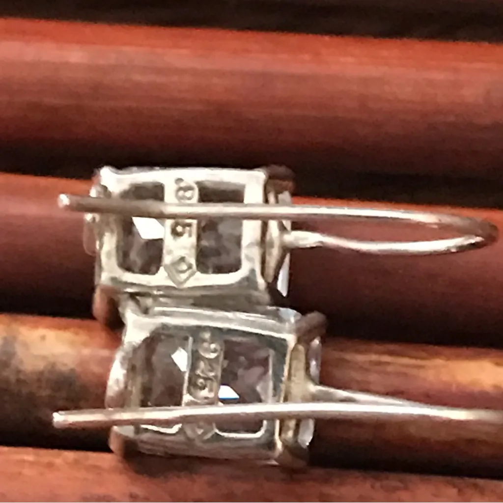 Silpada Sterling Silver Rectangular Cubic Zirconia Earrings - Image 4