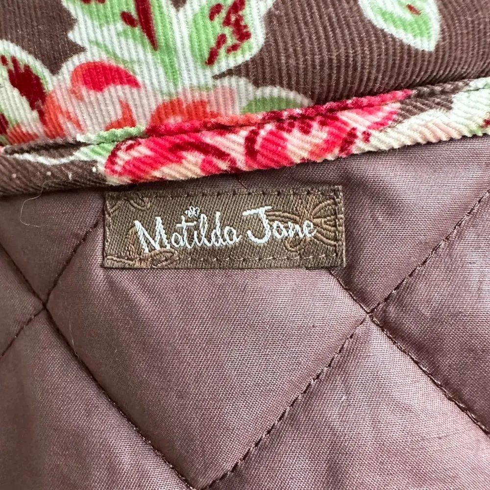 Matilda Jane Sz S Sydney Reversible Quilted Puffer Vest Brown Floral Cor… - Image 11