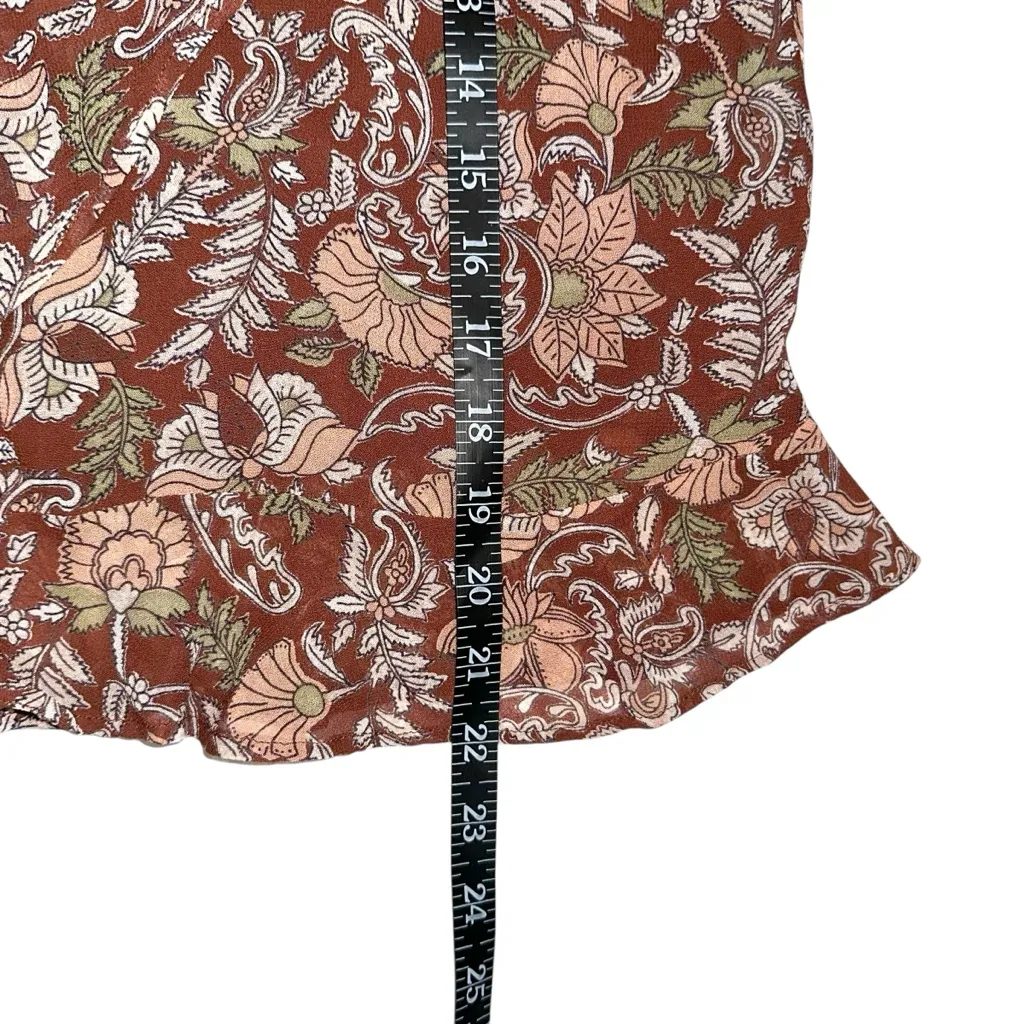 Anthropologie Luca Faux Wrap Printed Mini Skirt SMALL in Brown Motif - Image 7