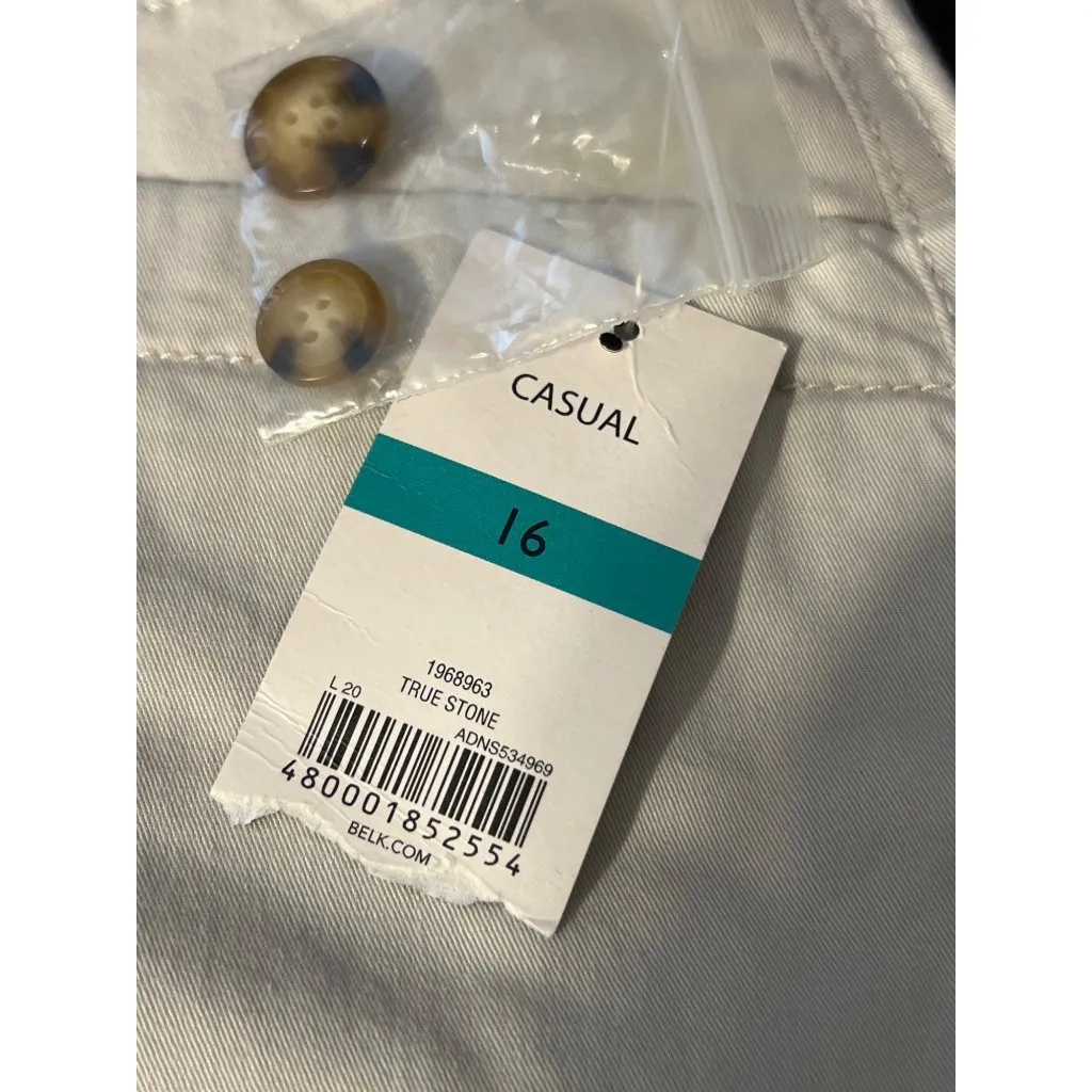 Kim Rogers Casual Bermuda Shorts True Stone Khaki Beige Sits at Waist Sz 16 NWT - Image 5