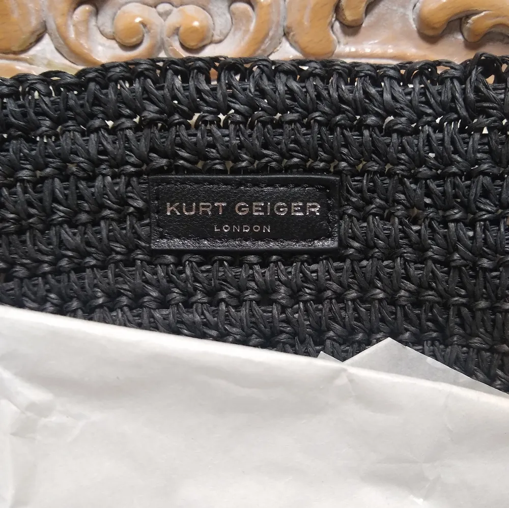 Kurt Geiger Brixton Raffia Black Tote - Image 6