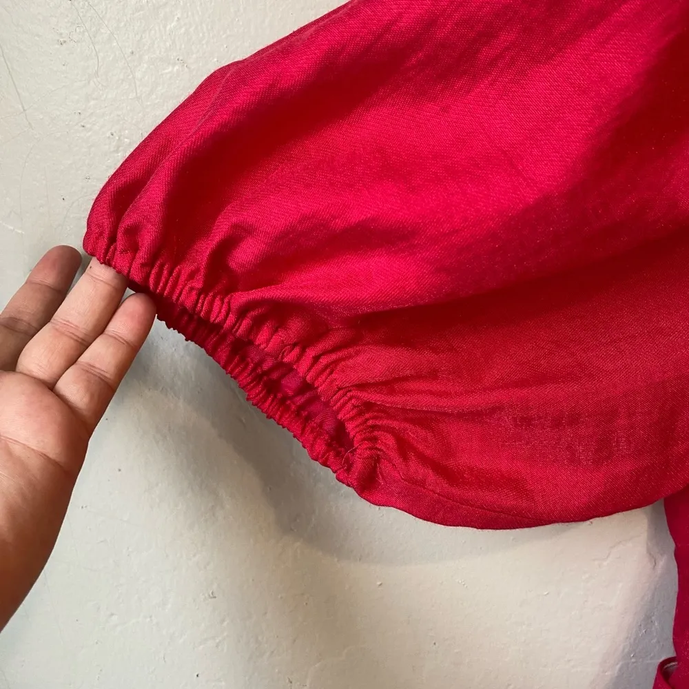 Lavender Brown Shimmer Square Neck Belted Romper in Rasperry - Image 7