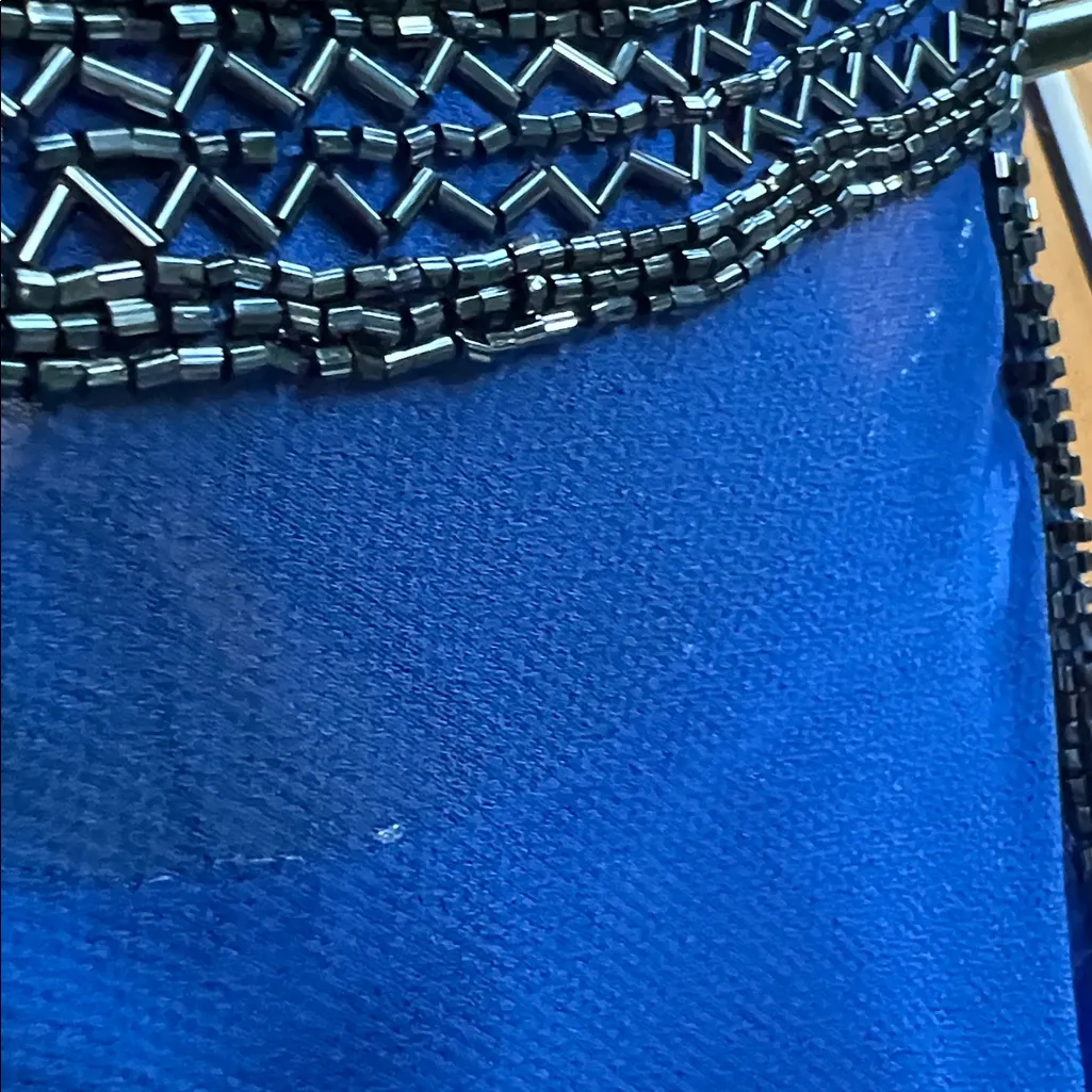 Adrianna Papell Blue Beaded Gown Prom Evening - Image 7