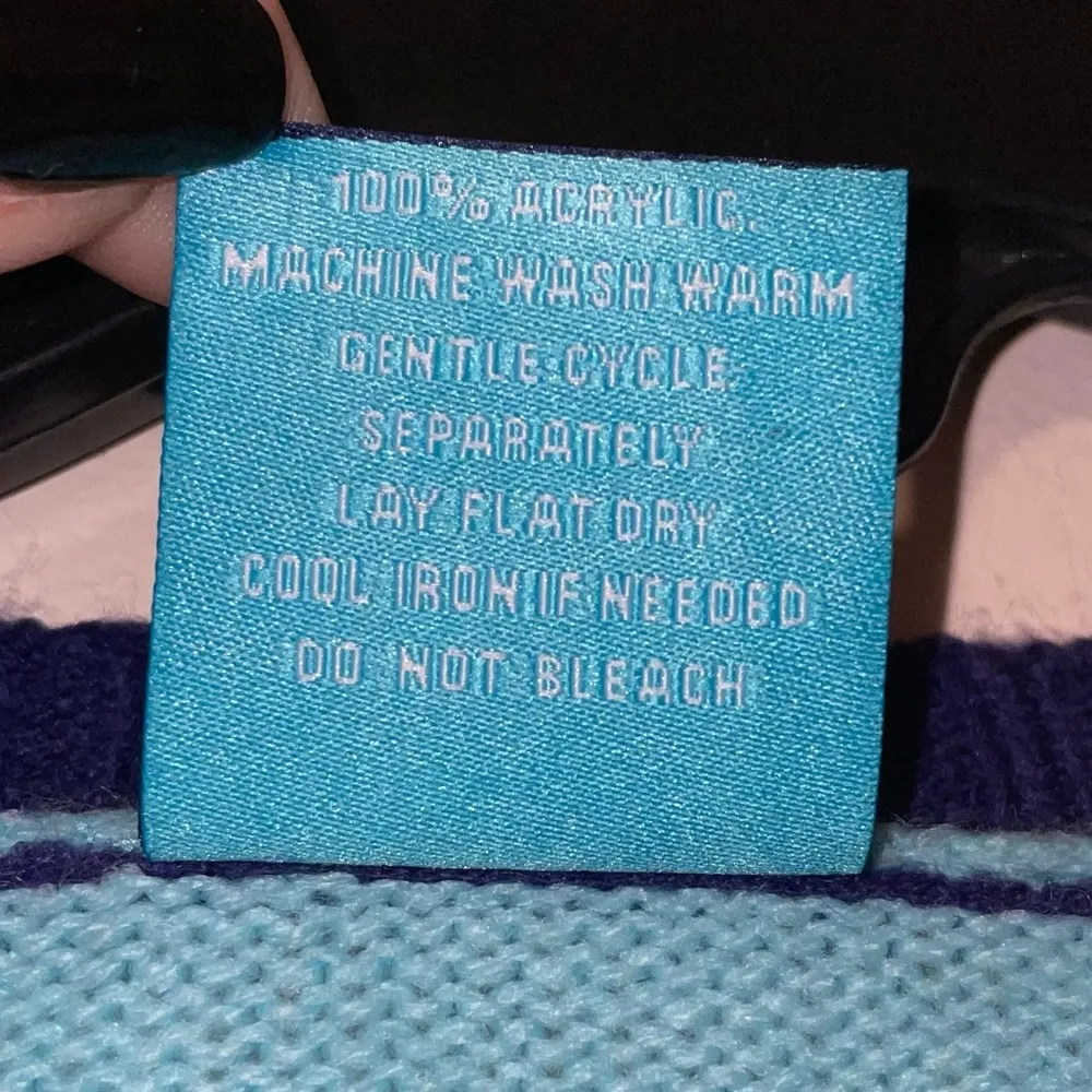 Norther Pole Ugly Christmas Sweater Merlot Santa Crew Neck Size Large Blue - Image 3