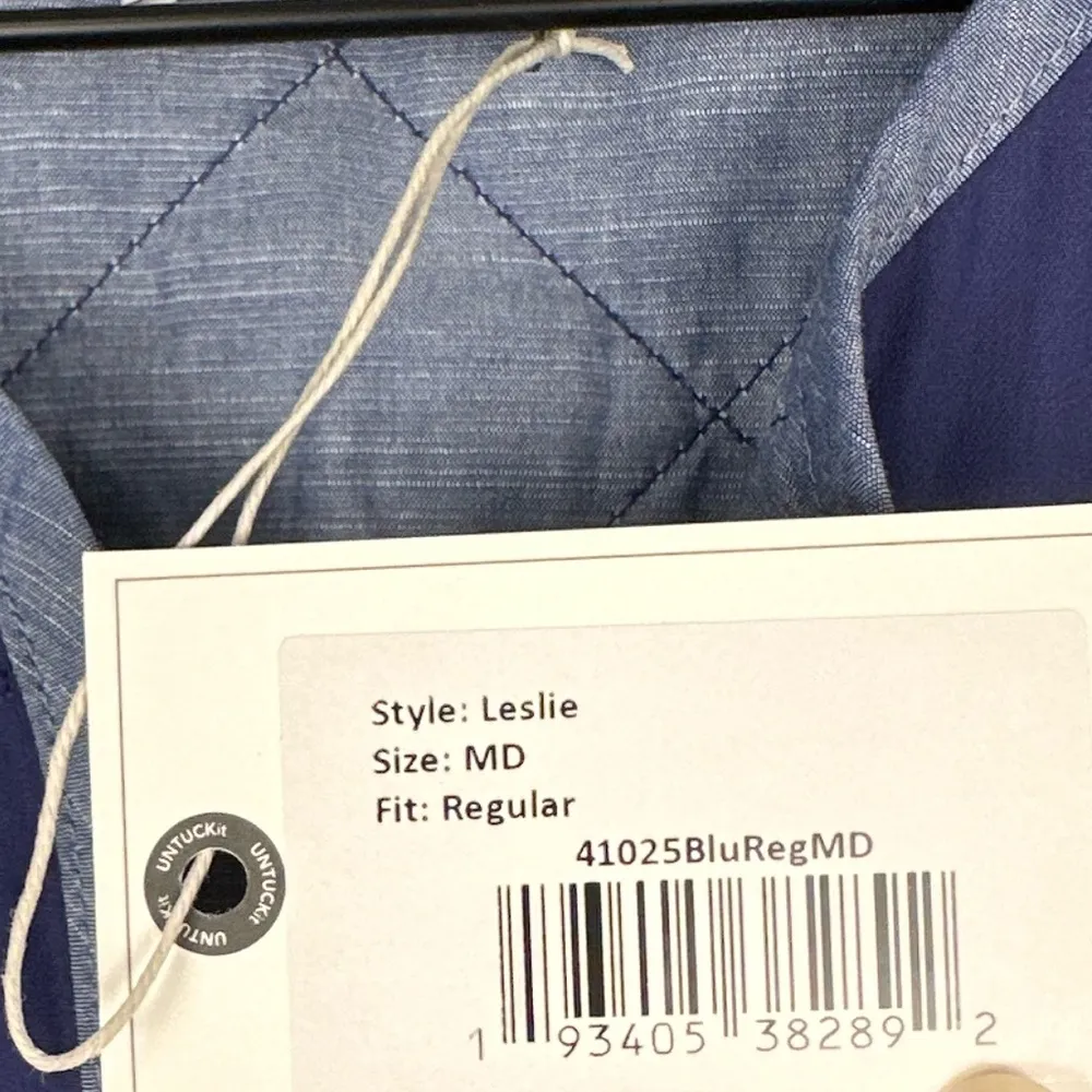 Untuckit for Her Leslie Quilted 100% Cotton Jacket Navy Blue Blazer Sz M NWT Size M - Image 6