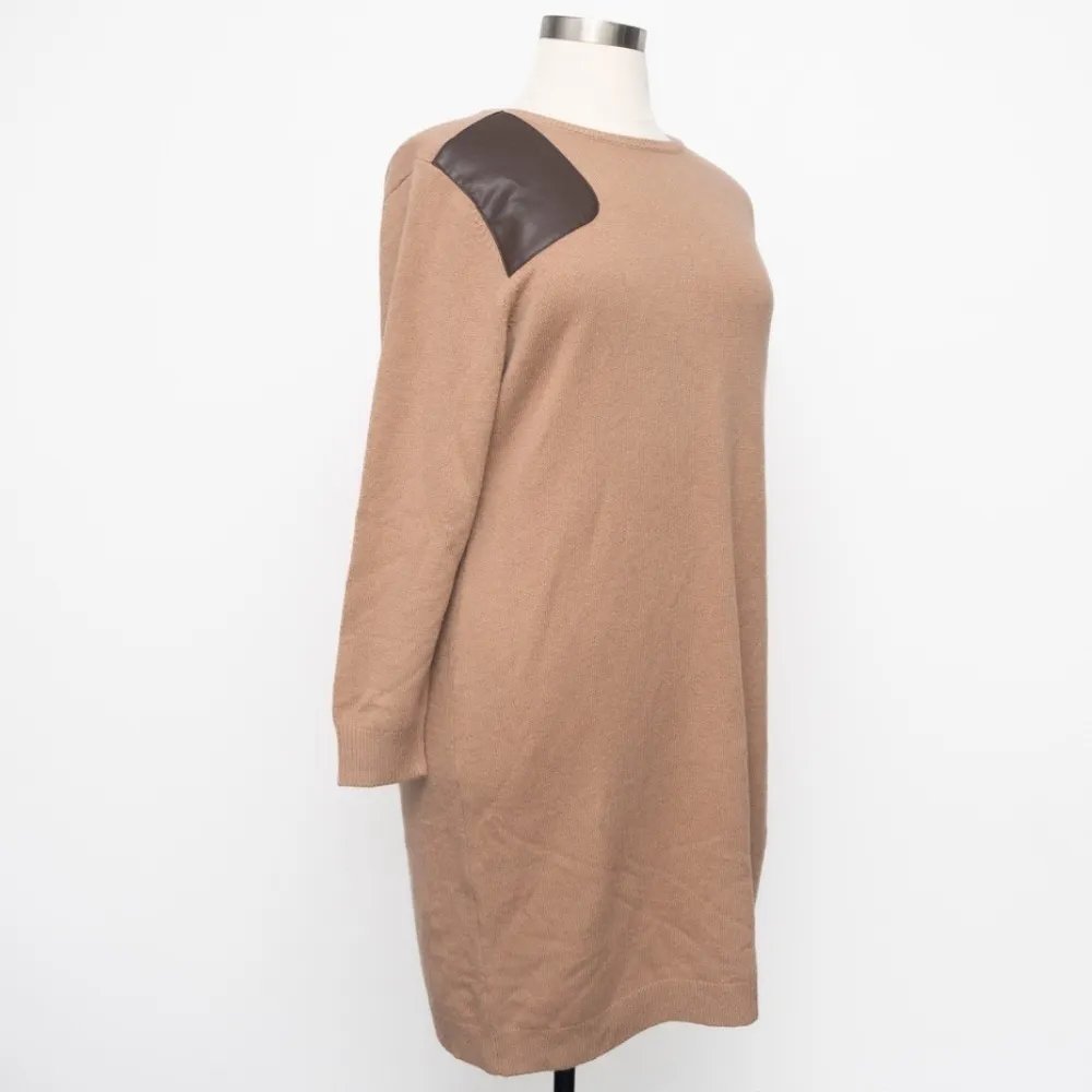 Lauren Ralph Lauren. Faux-Leather-Trim Wool-Cashmere Dress. - Image 8