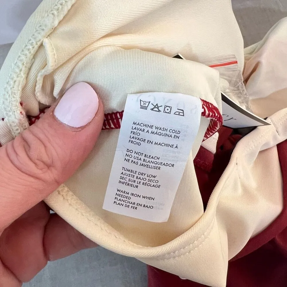 Soncy NWT White Burgundy Colorblock Sweetheart Neck One Piece Swimsuit Size 0 - Image 8