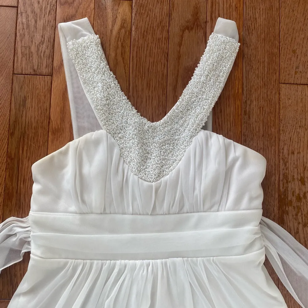 white beaded pearl formal dress - Image 4