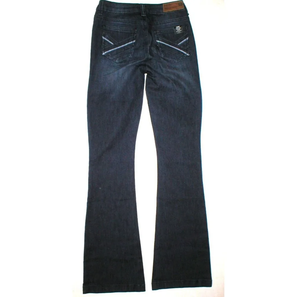 New NWT $99 Designer Buffalo David Bitton Jeans Womens 25 X 33 Mid Rise Flare Dk - Image 3