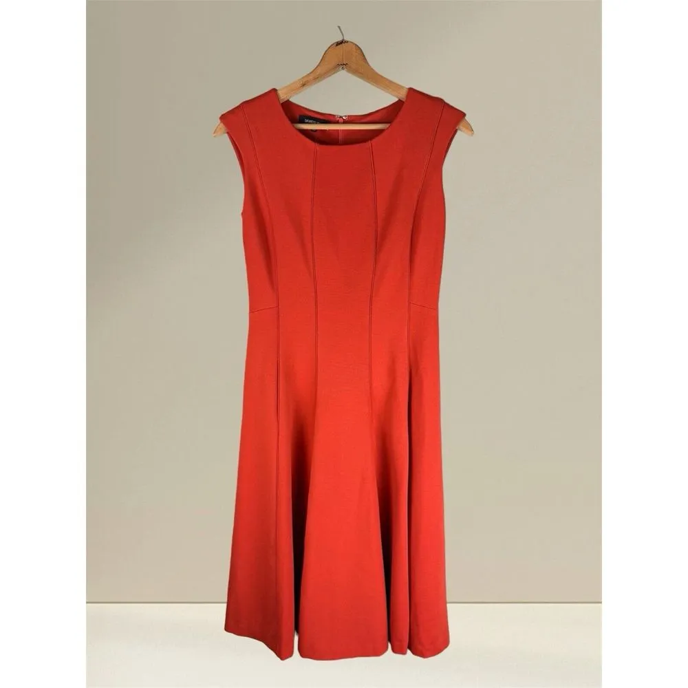 Lafayette 148 New York Bev Fit &‎ Flare Cap Sleeve Dress Pumpkin Orange Size 2 - Image 2