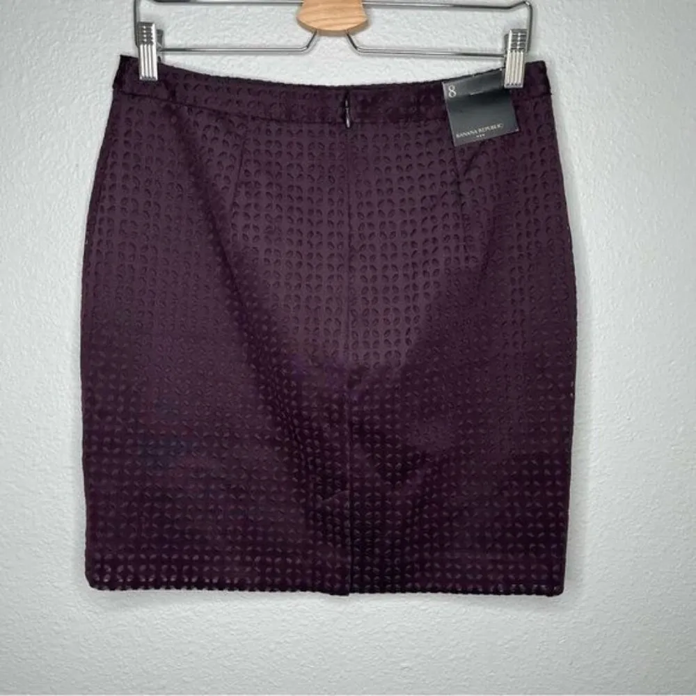 Banana Republic Short Pencil Skirt Laser Cut vineyard purple size 8 new - Image 7