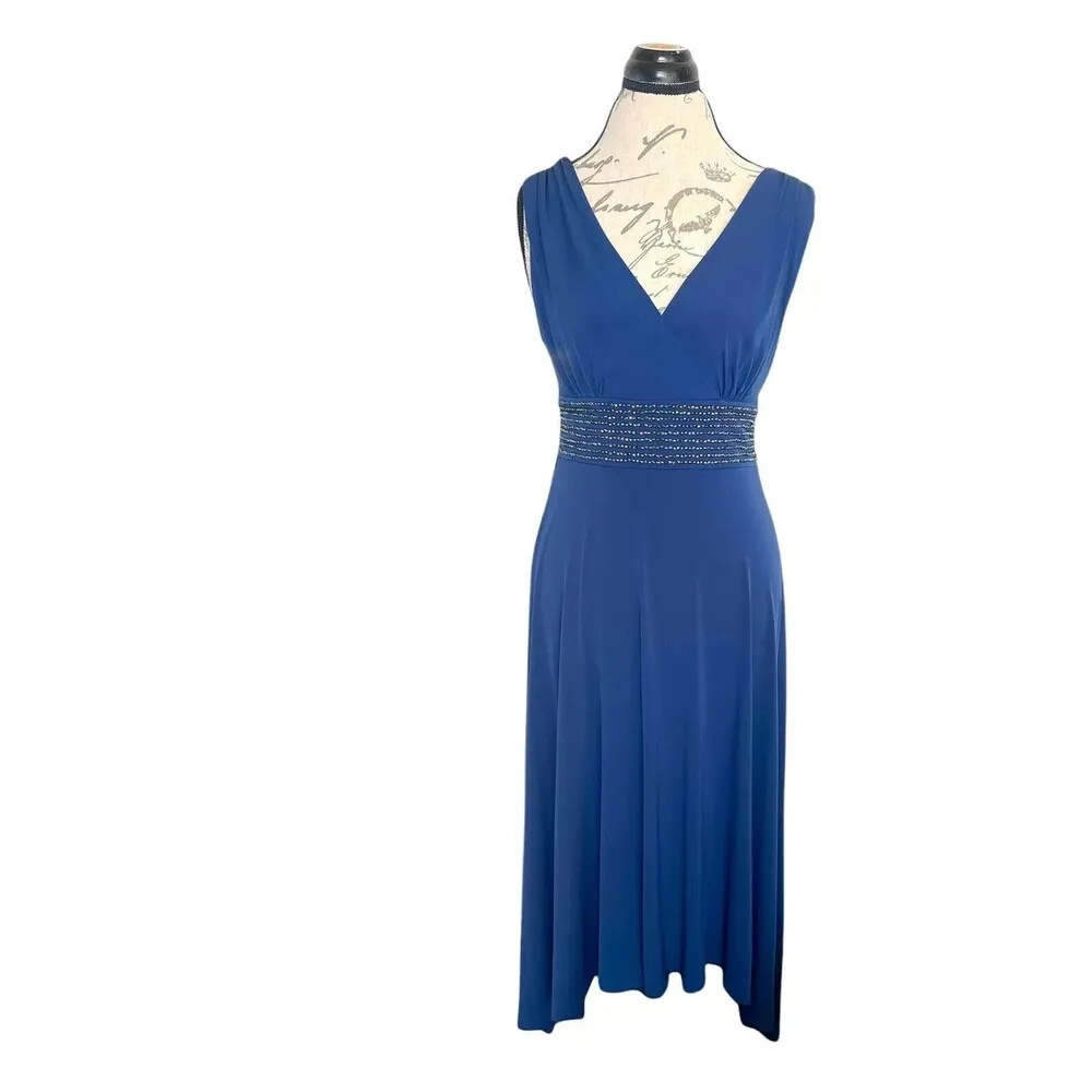AGB Dress Size 6 Blue Rhinestones Evening Party Wedding Guest Elegant Cocktail - Image 9
