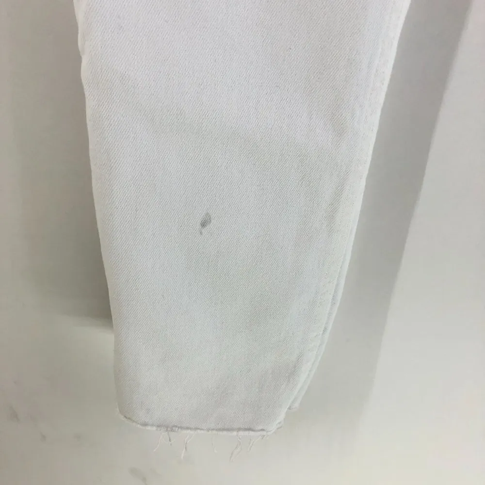 Re/Done Womens Jeans High Rise Ankle Crop Stretch Button Fly White 28 - Image 5