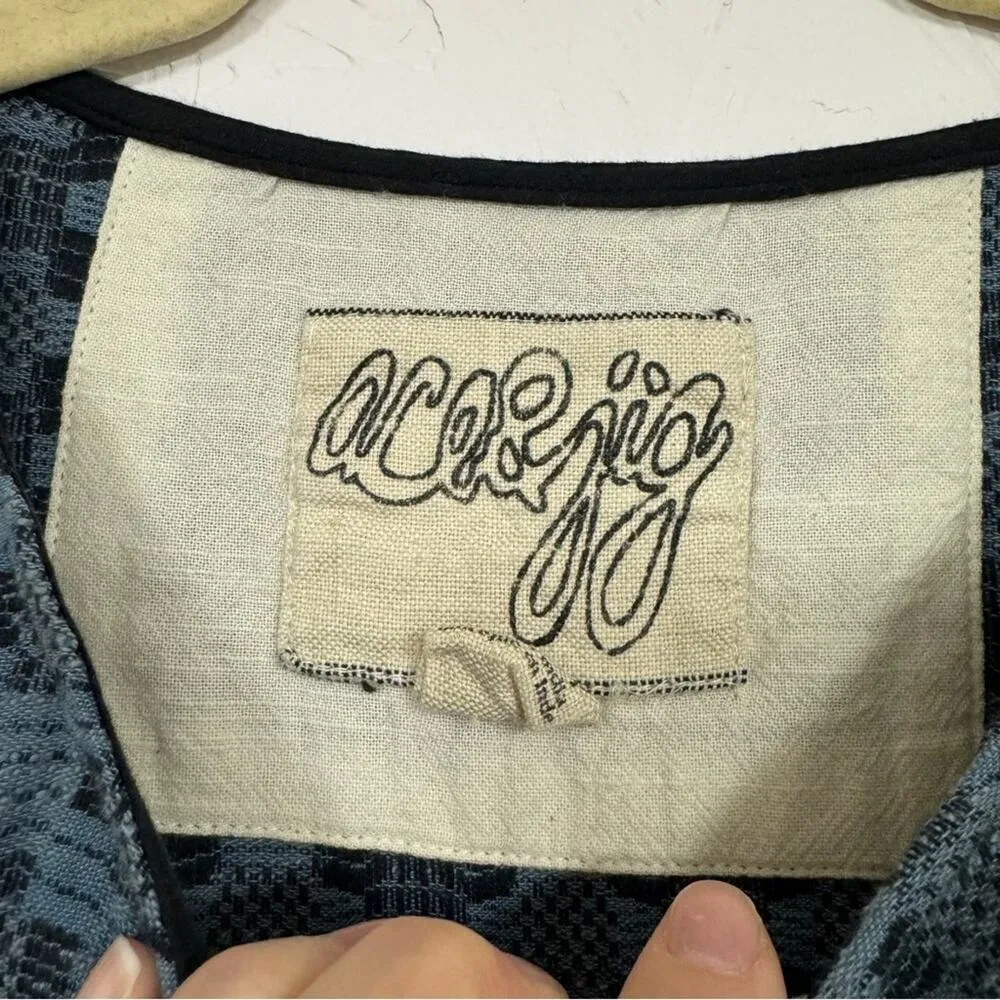 Ace & Jig Blue Patchwork Lagenlook Long Sleeve Mini Dress Womens XS Boho Swing - Image 10