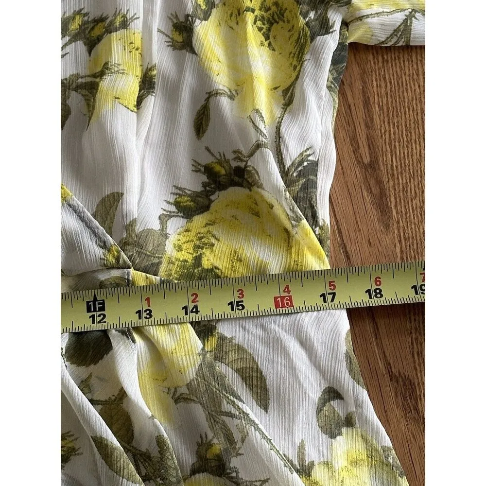 CALVIN KLEIN Women’s Lemon Print Deep V Neck Maxi Hi Low Dress 3/4 Sleeve Sz 14 - Image 9