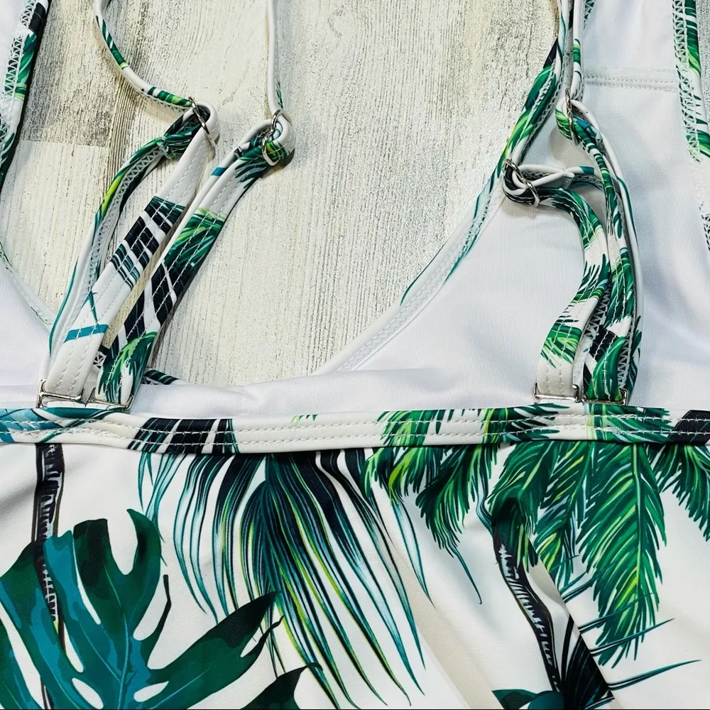 Flounce Tankini Palm Tree Print Size M - Image 4