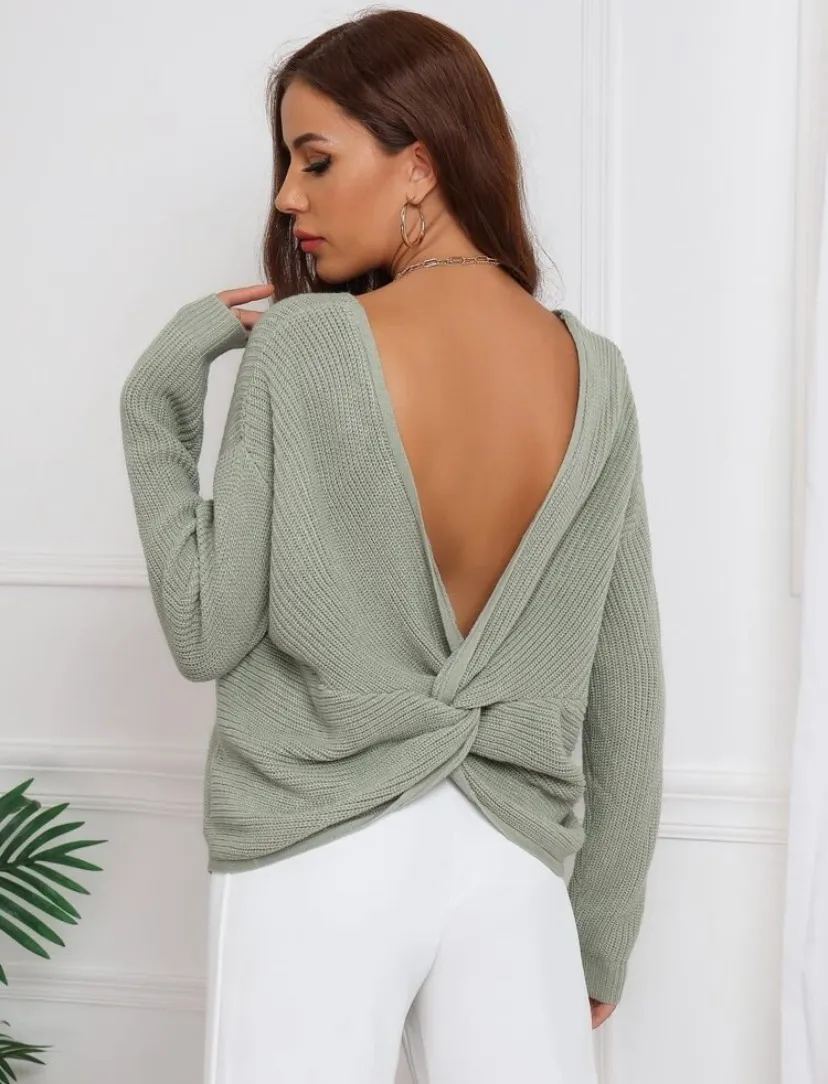 NWOT Mint Green Twist Back Sweater Women’s Large - Image 2