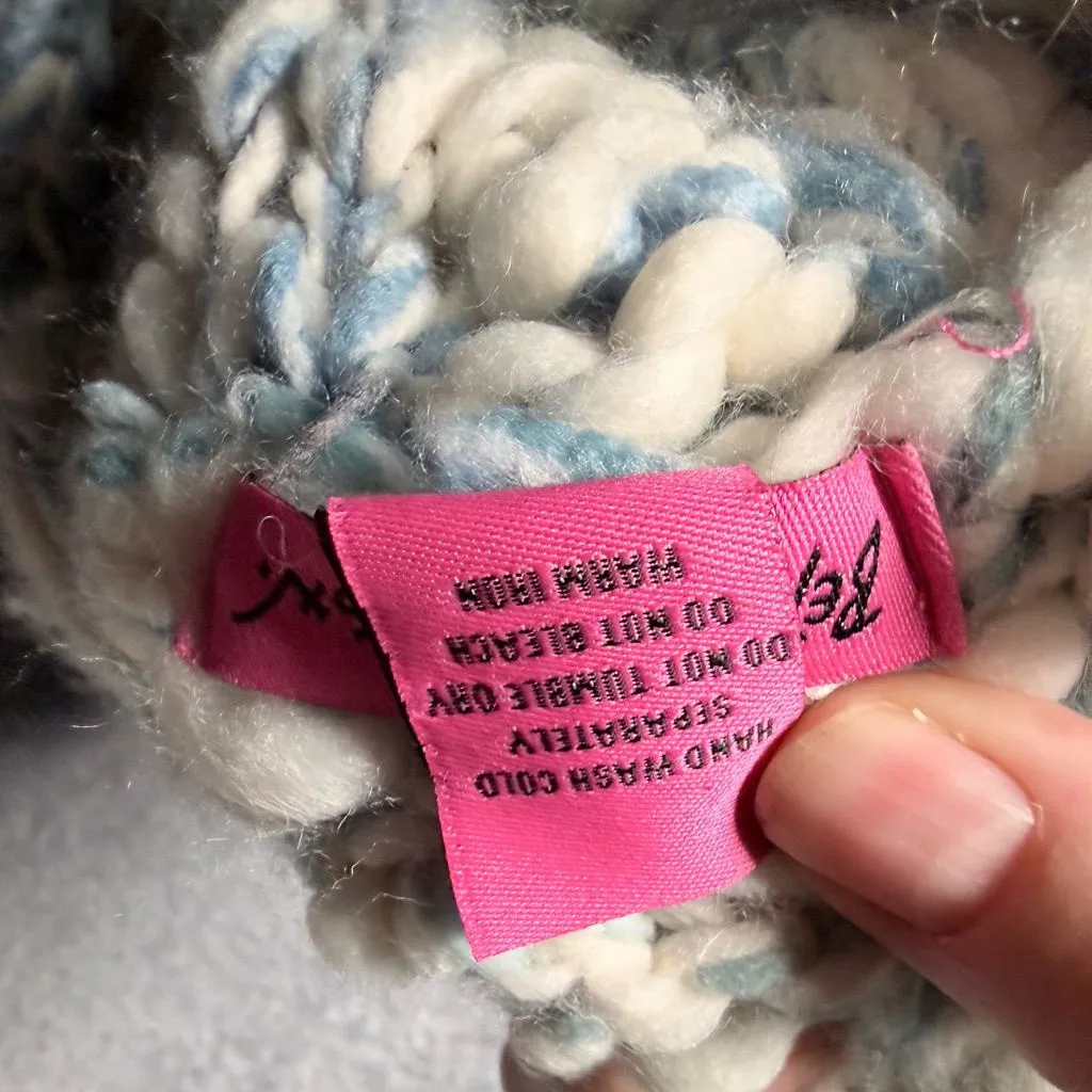 Betsy Johnson snood chunky cable knit‎ neck scarf pearls heathered - Image 6