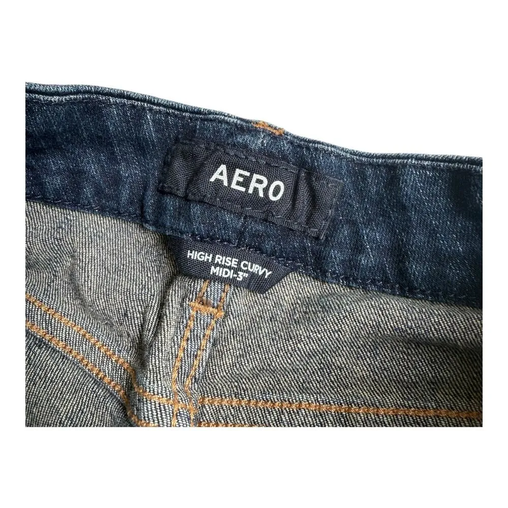 AERO Aeropostale JEAN SHORTS Womens SZ 6 (26) Distressed Blue Denim Raw Hem NWOT - Image 5