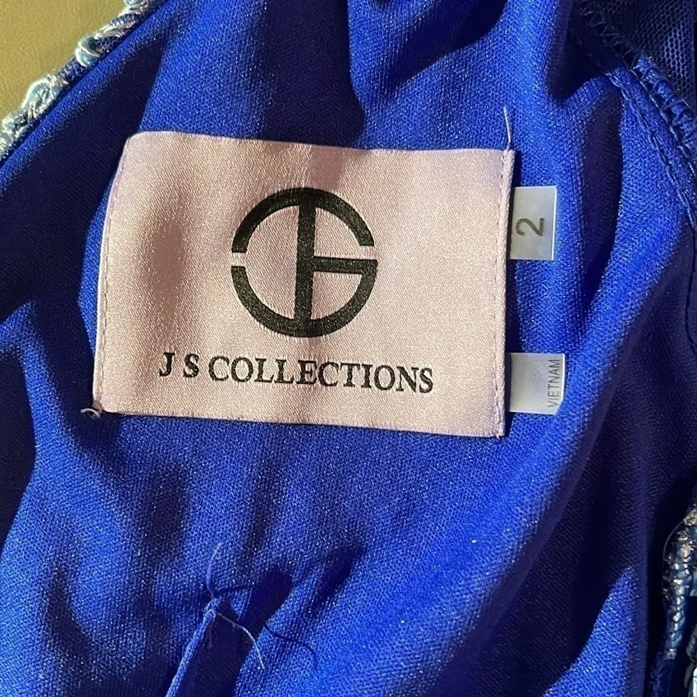 JS Collections Modele Blue On Blue Lace Appliqué Embroidered Dress, Size 2, Nwt - Image 8