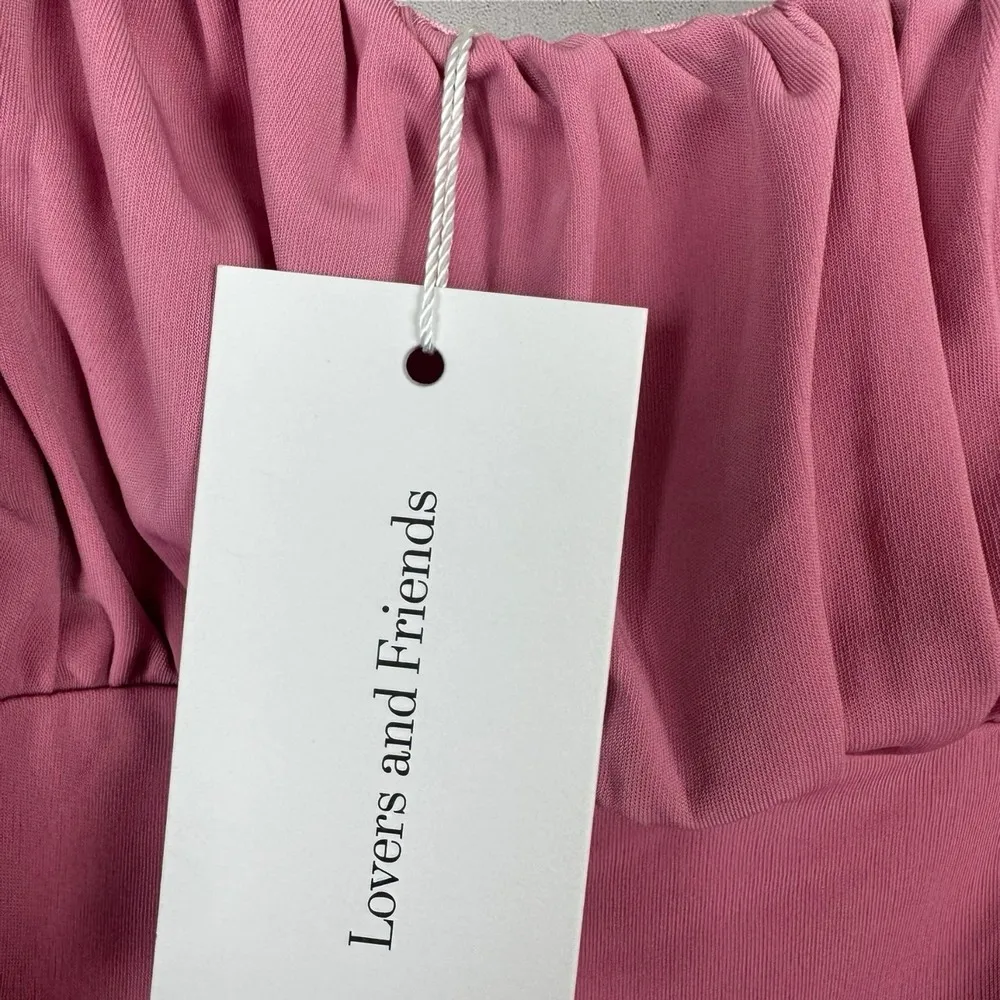 Revolve Lovers + Friends Juliana Pink Ruched Mini Dress Bodycon Stretch Sz M NWT - Image 4