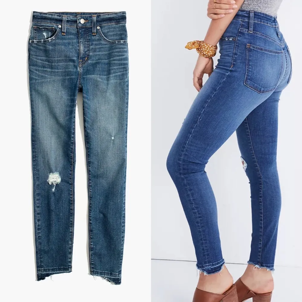 Madewell Curvy High Rise Skinny Jeans Drop Step Hem Edition : Annabelle Wash - Image 4