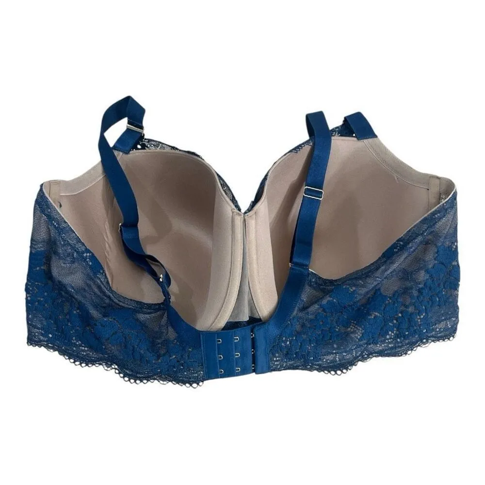 Third Love Turquoise Floral Lace Underwired Bra Size 42F Lightly Lined Lingerie Green - Image 2