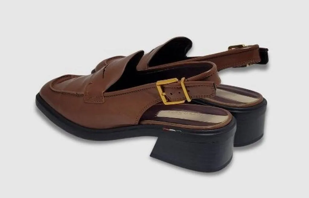 Franco Sarto Giada Slingback Loafer Heels Penny Strap Tobacco Brown Women's 9M - Image 12