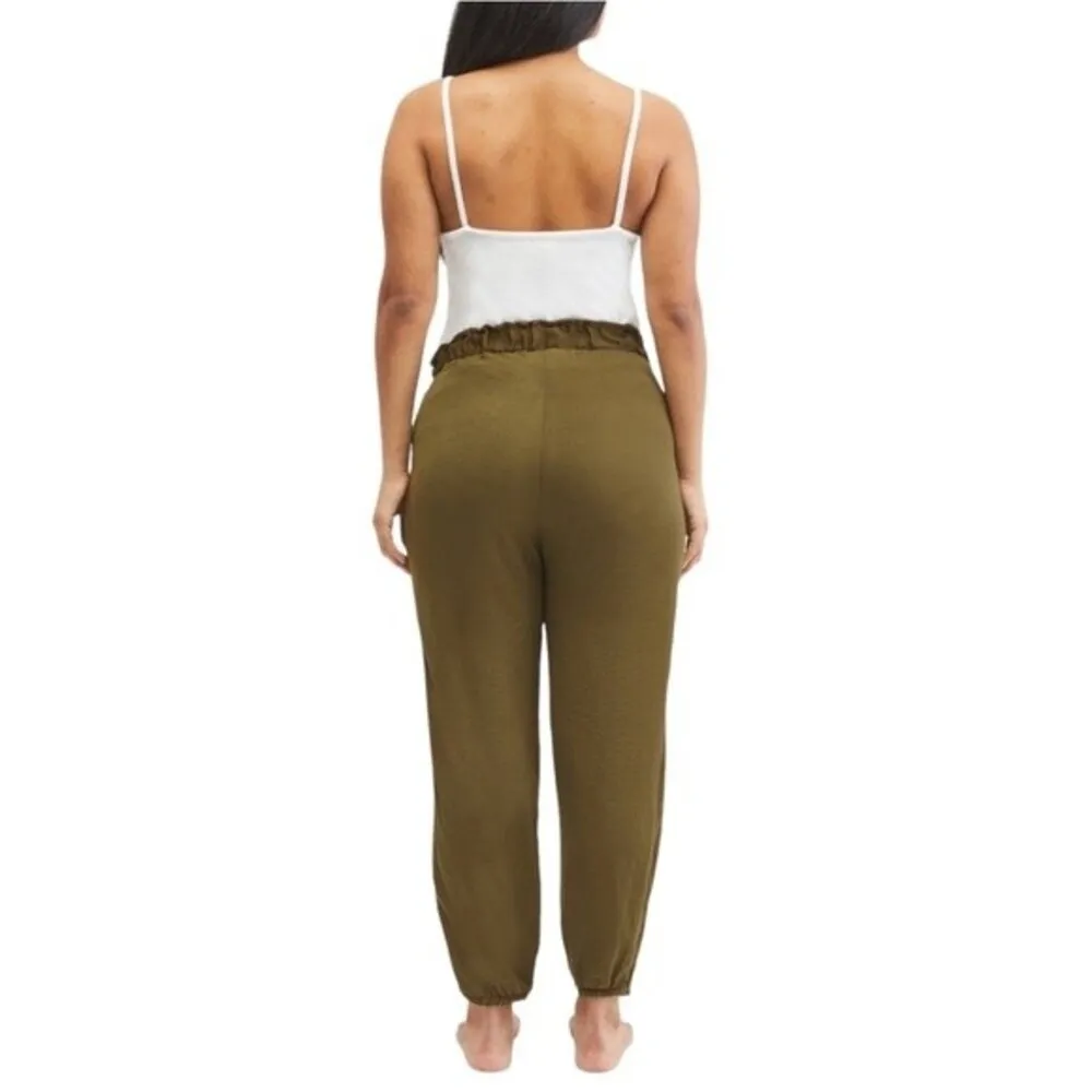 NWT Motherhood Maternity Underbelly Olive Satin Jogger Pants Women’s Size Large Green - Image 6