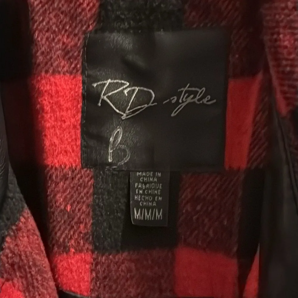 RD style buffalo plaid, biker jacket, size medium - Image 3