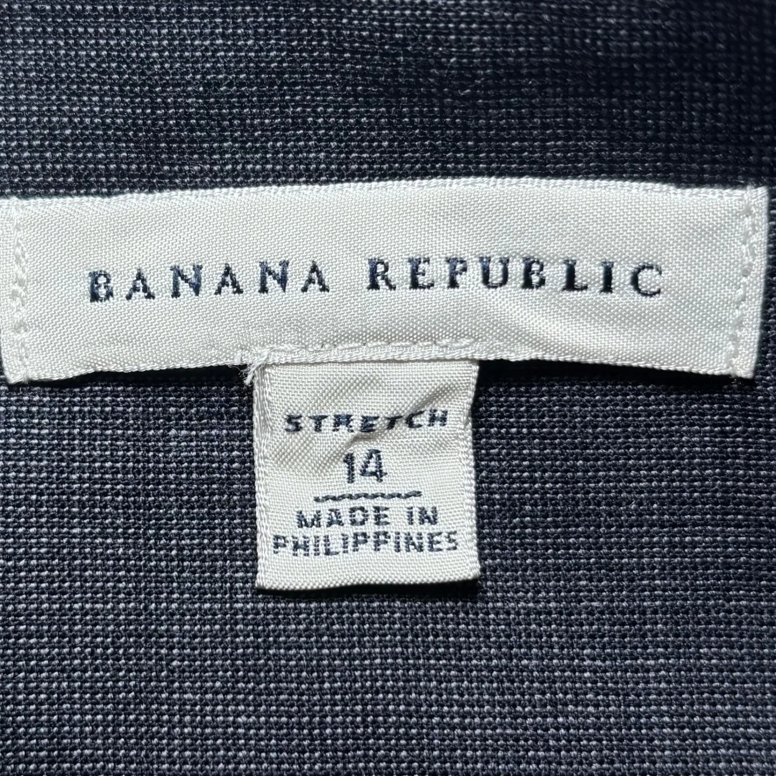 Banana‎ Republic Navy Check Mini Skirt Wool Blend Stretch 14 Office Workwear - Image 4