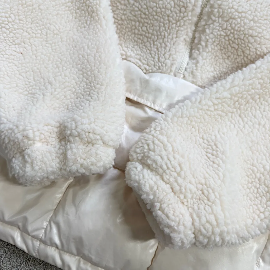 Fabletics Women’s Nelly Mixed Media Half Zip Puffer Sherpa Jacket Ivory Oats XL - Image 11