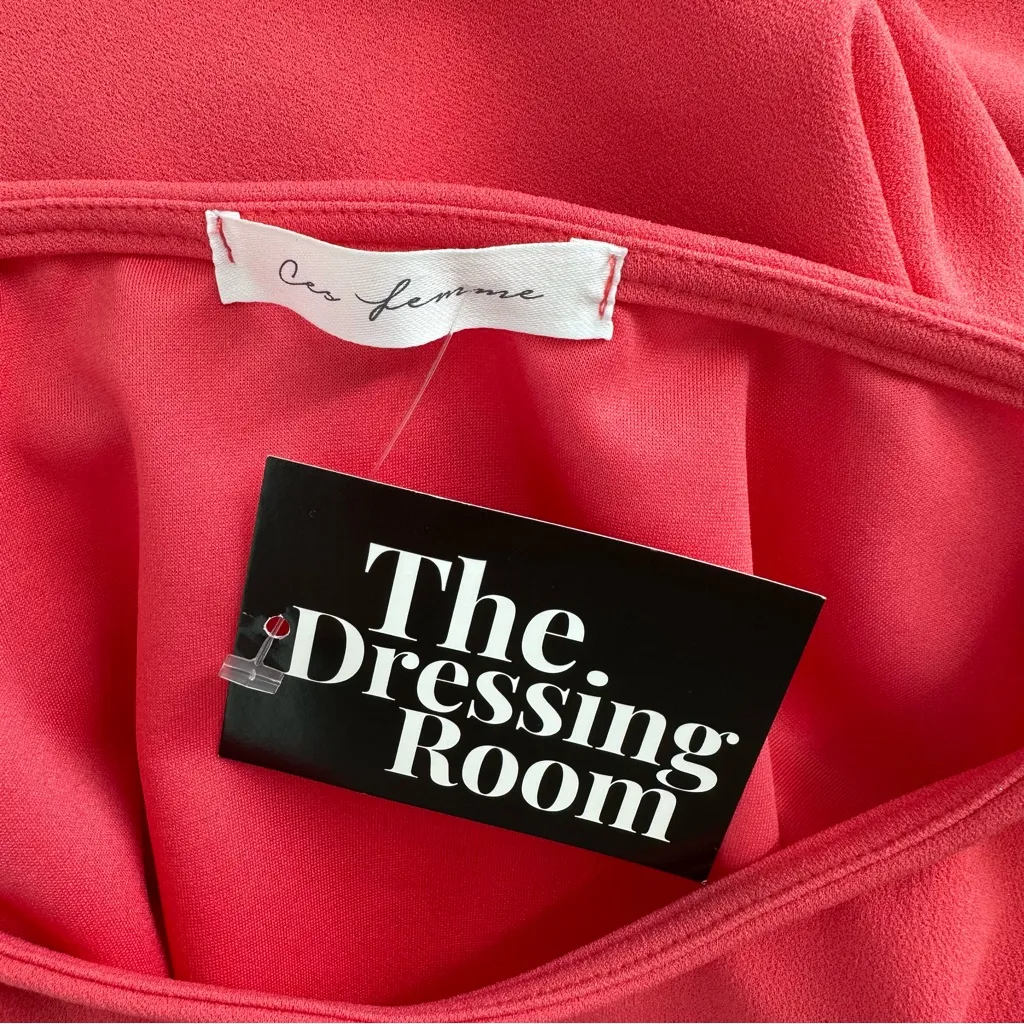 Ces Femme Staymond Ruffle Dress size Medium in Coral NWT Flutter Short Sleeves Orange - Image 8