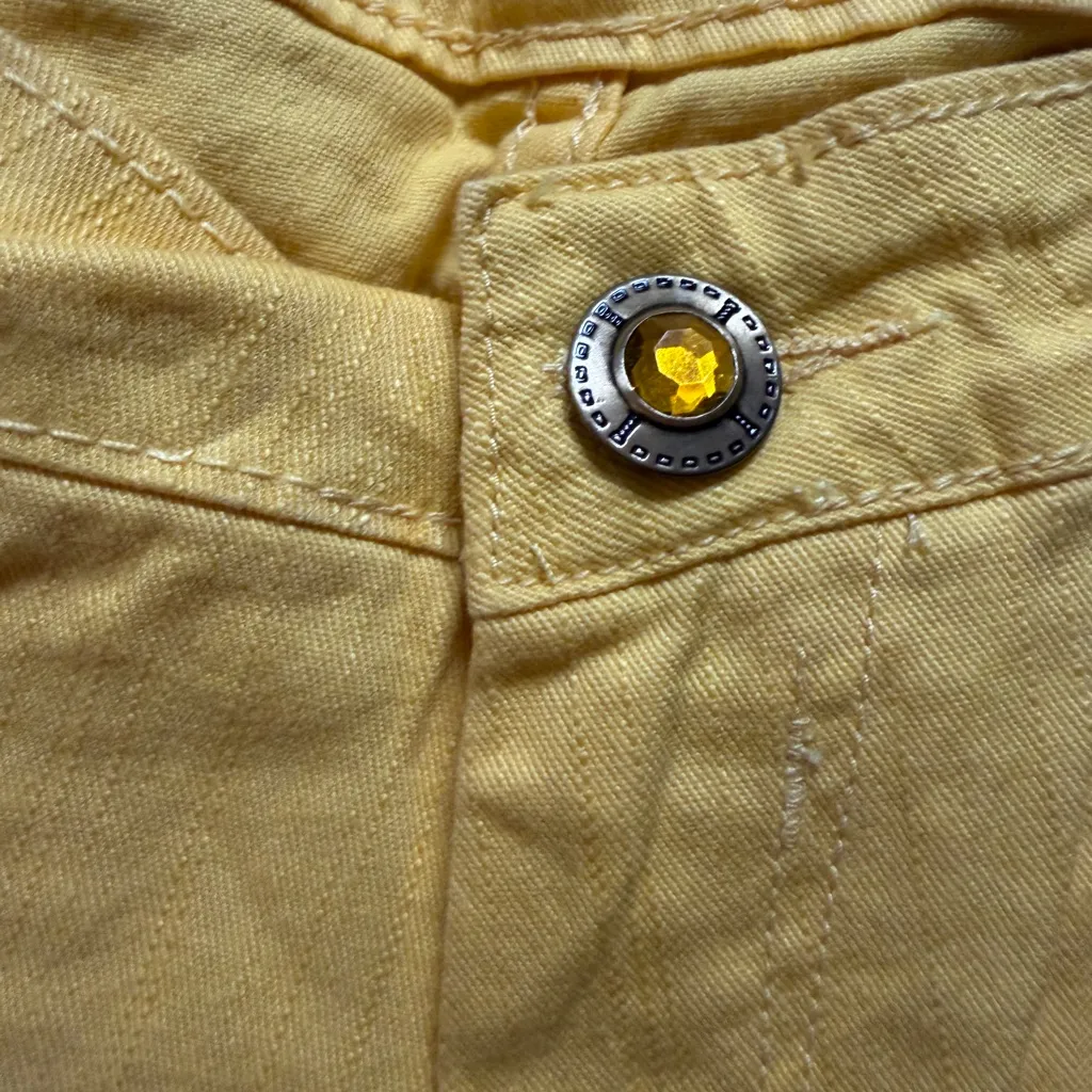 NEW EXOCET Yellow Y2K Denim Jorts Cotton Blend Bermuda Shorts 7 30/12” - Image 4