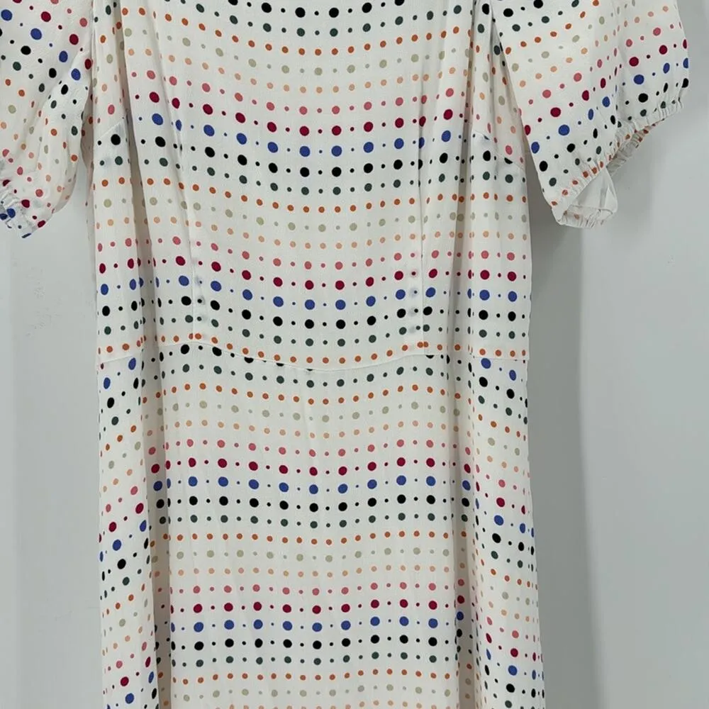 Loft Rainbow polka dot puff sleeve midi dress summer garden party size 2 petite - Image 7