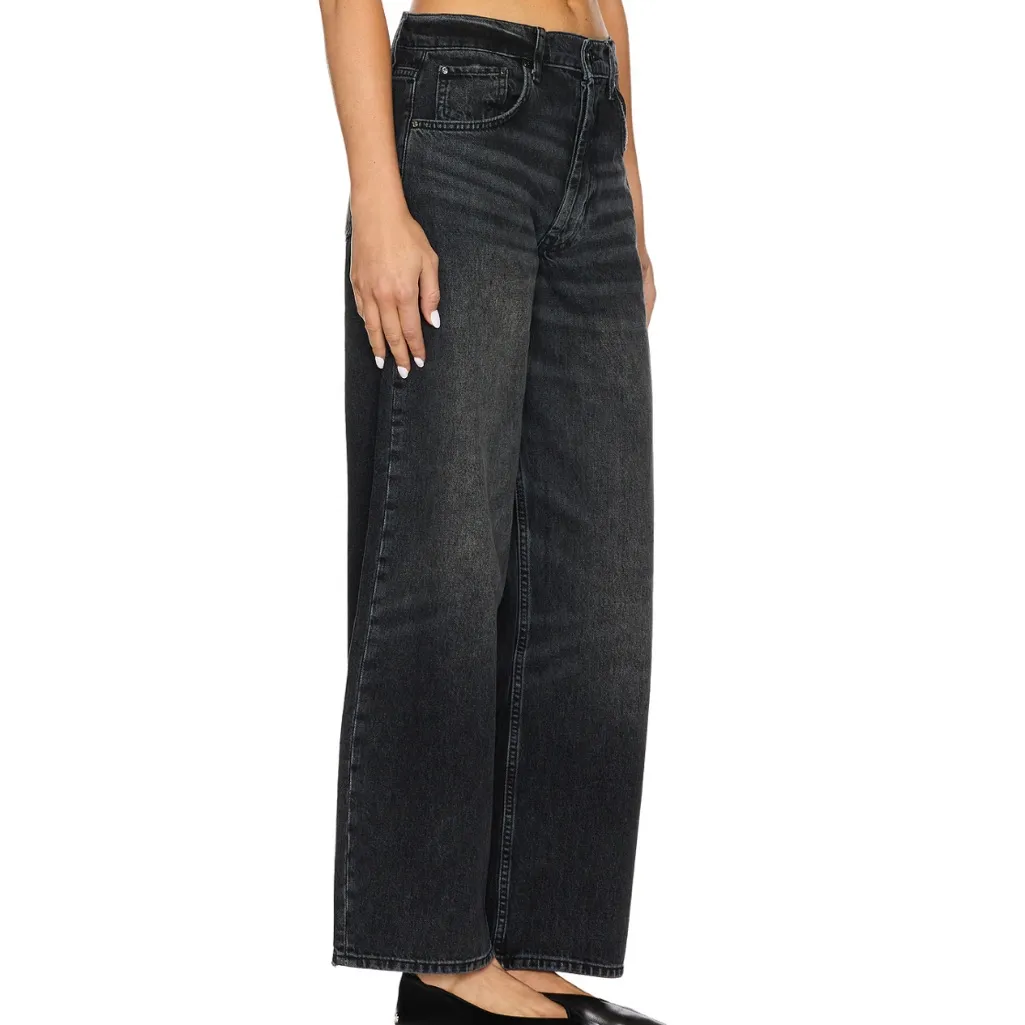 NWT Anine Bing Manon High Rise Relaxed Wide Leg Jeans Dark Stone Grey Gray 28 - Image 2