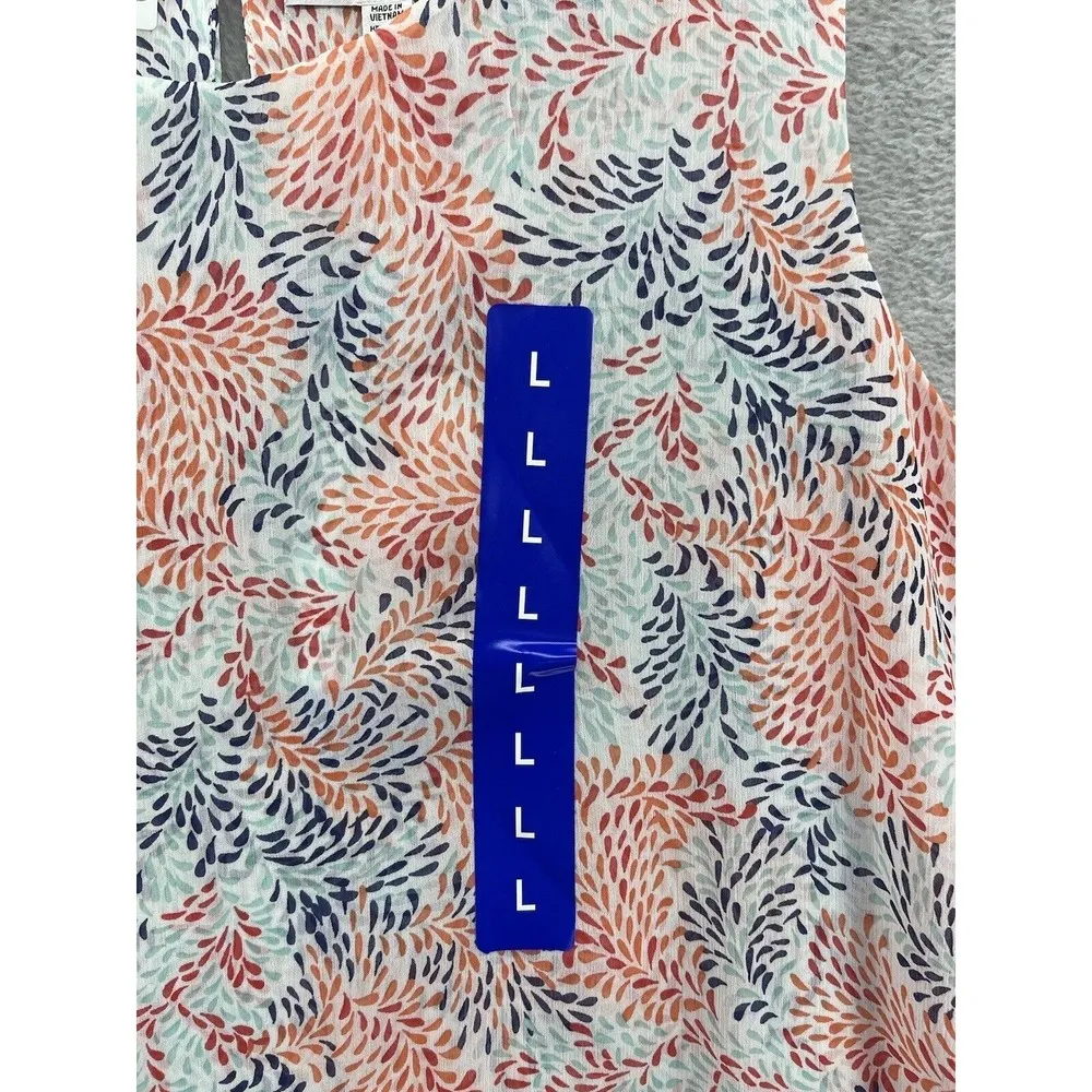 Fever Women's Blouse Sleeveless Size Large Trapeze Foliage Sheer - Image 9