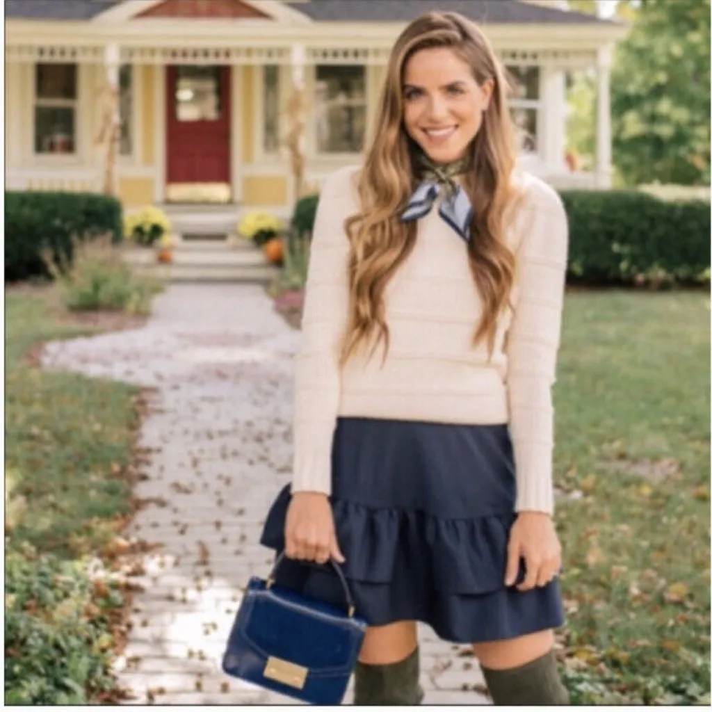 J. Crew Wool Flannel Ruffle Mini Skirt Size 00 Vintage Indigo Navy Blue G7119 - Image 9