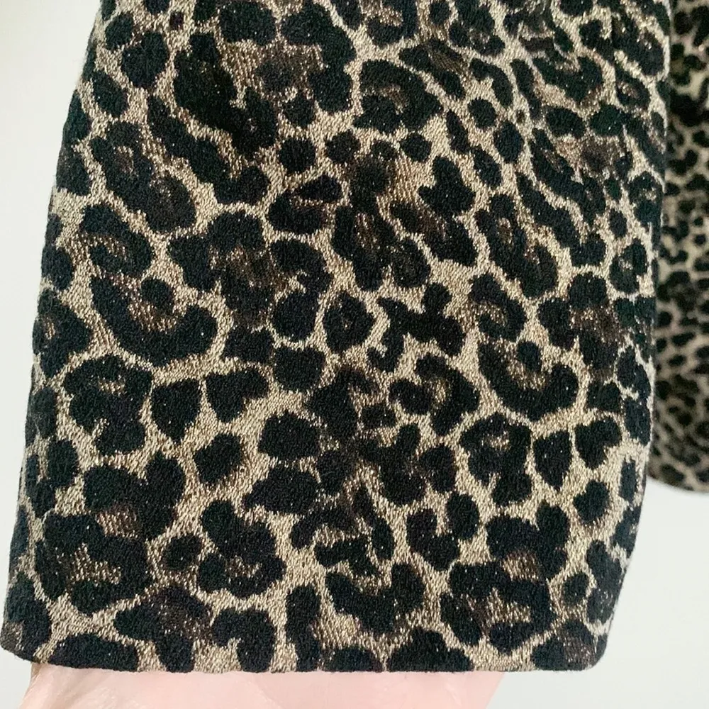 The Kooples Leopard Animal Print Double Breasted Blazer Metallic Gold Sz 1 Small - Image 10