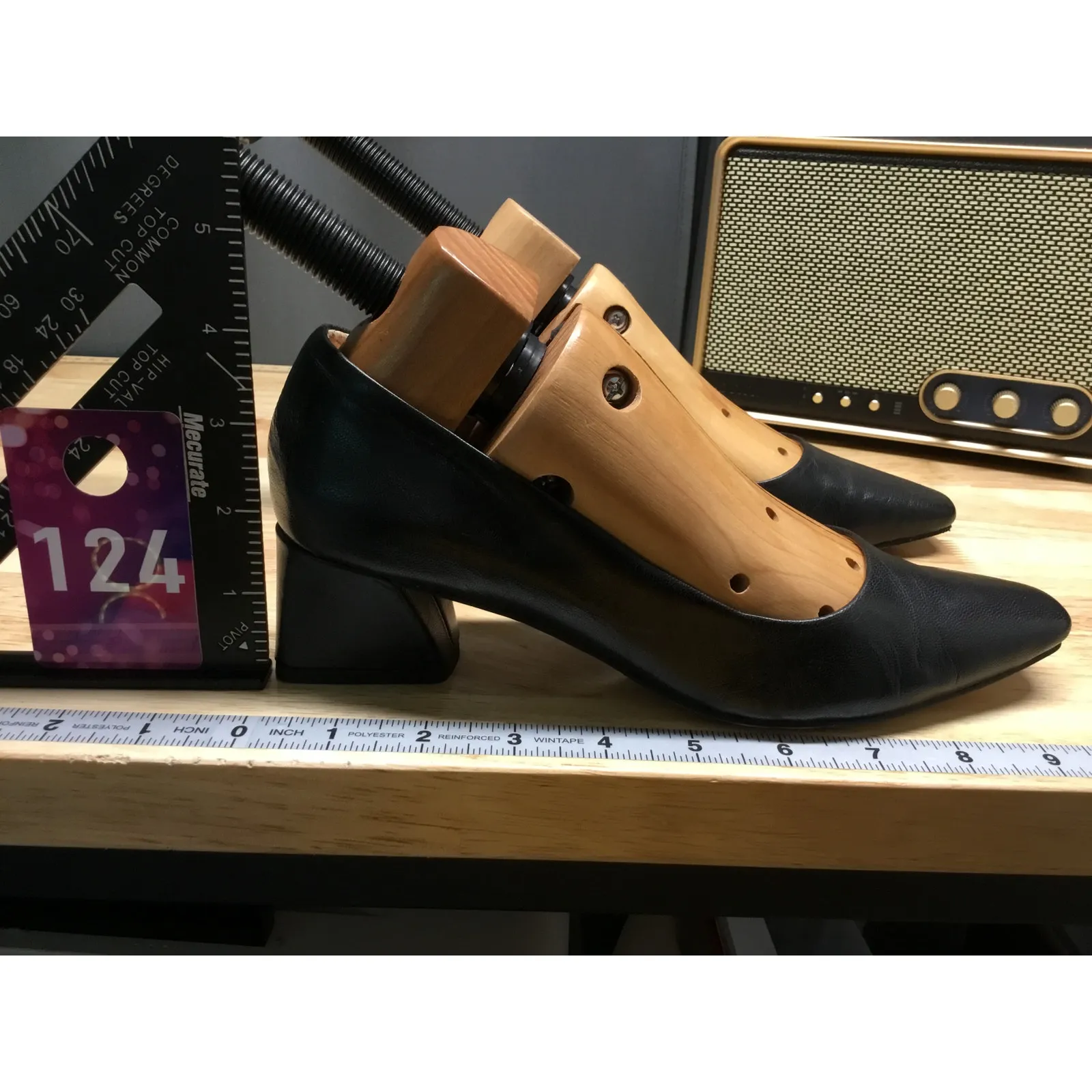 Franco Sarto Pumps Women's 6.5M Black Leather Slip-On Almond Toe Dress Heels - Image 2