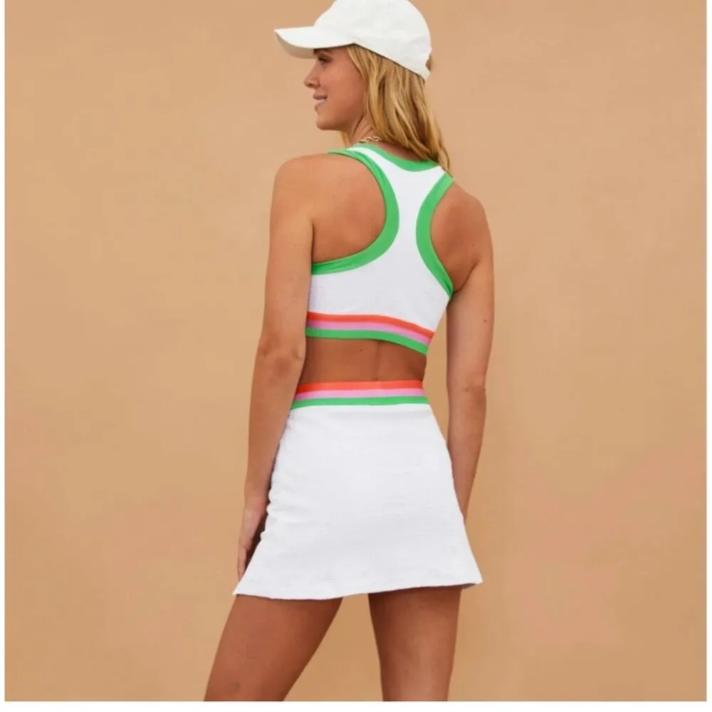 Beach Riot Falda Shore White Striped Waist Notched Summer Mini Skirt Size XS - Image 2