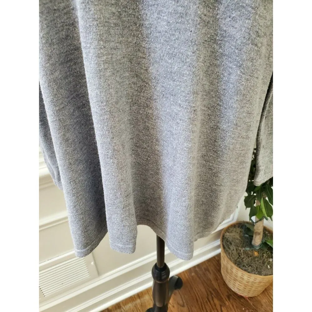 Loft Women's Solid Gray Cotton & Viscose Round Neck Long Sleeve Top Shirt Size L - Image 3