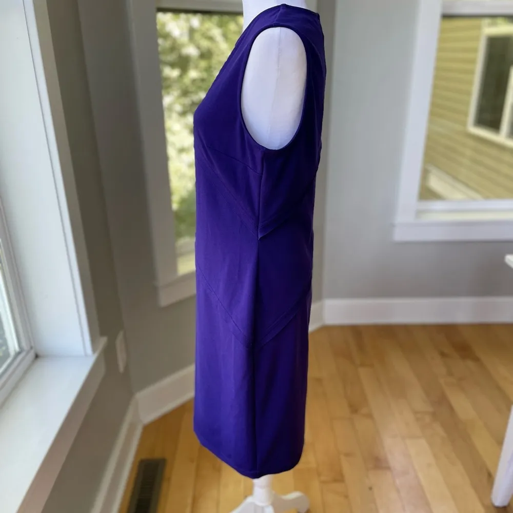 DKNY Cobalt Blue Purple Ponte Bodycon Sleeveless Crewneck Dress Size 6 NWT - Image 3